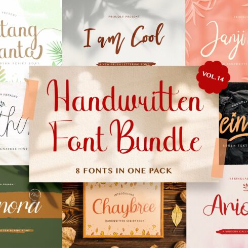 Handwritten Font Bundle Vol 14 cover image.