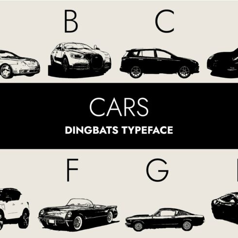 Cars Dingbats Font cover image.