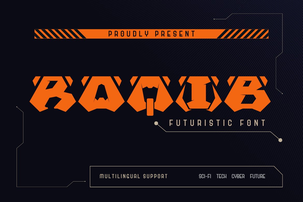 Raqib | Futuristic Font cover image.