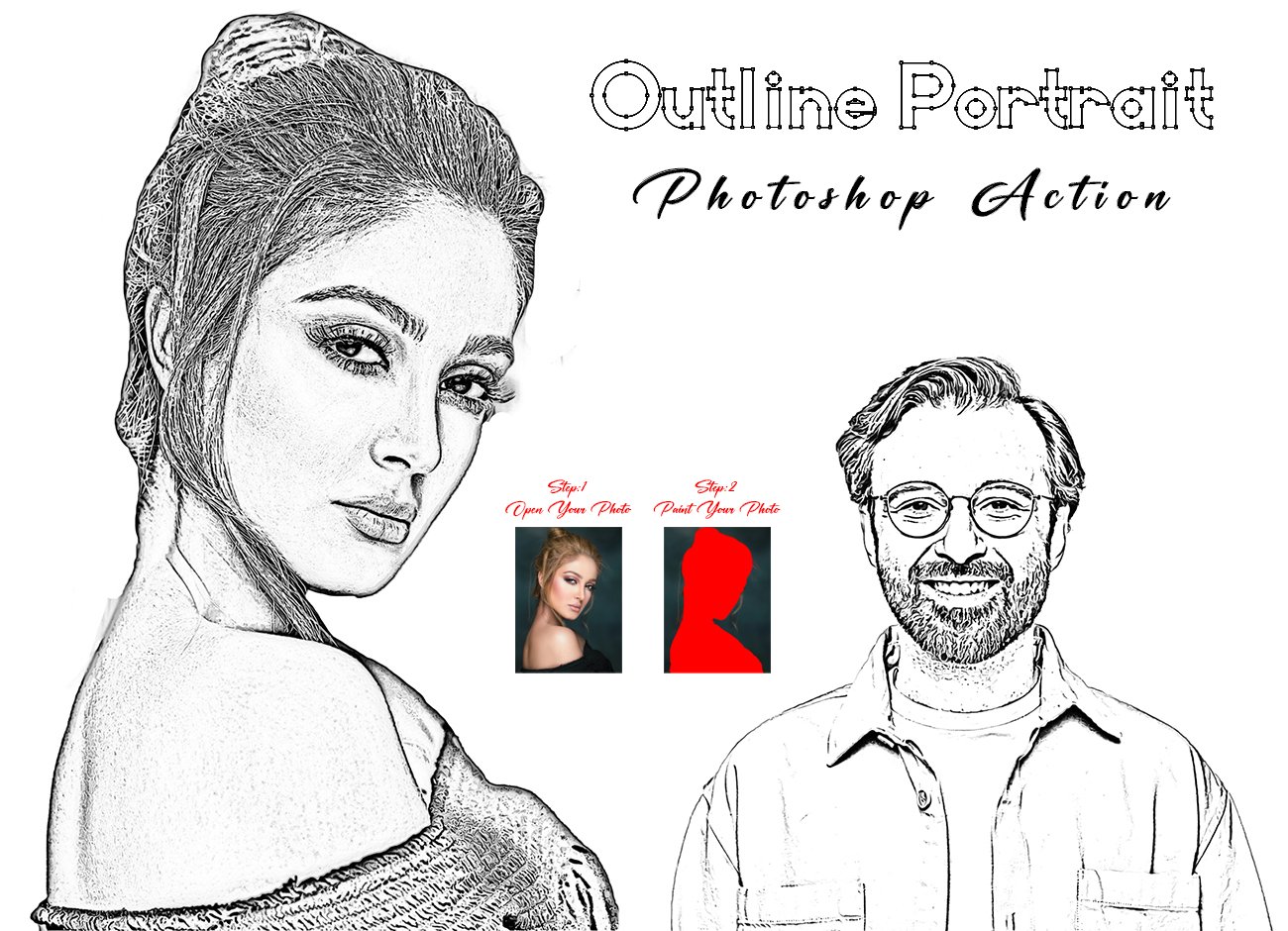 Outline Portrait Photoshop Actioncover image.