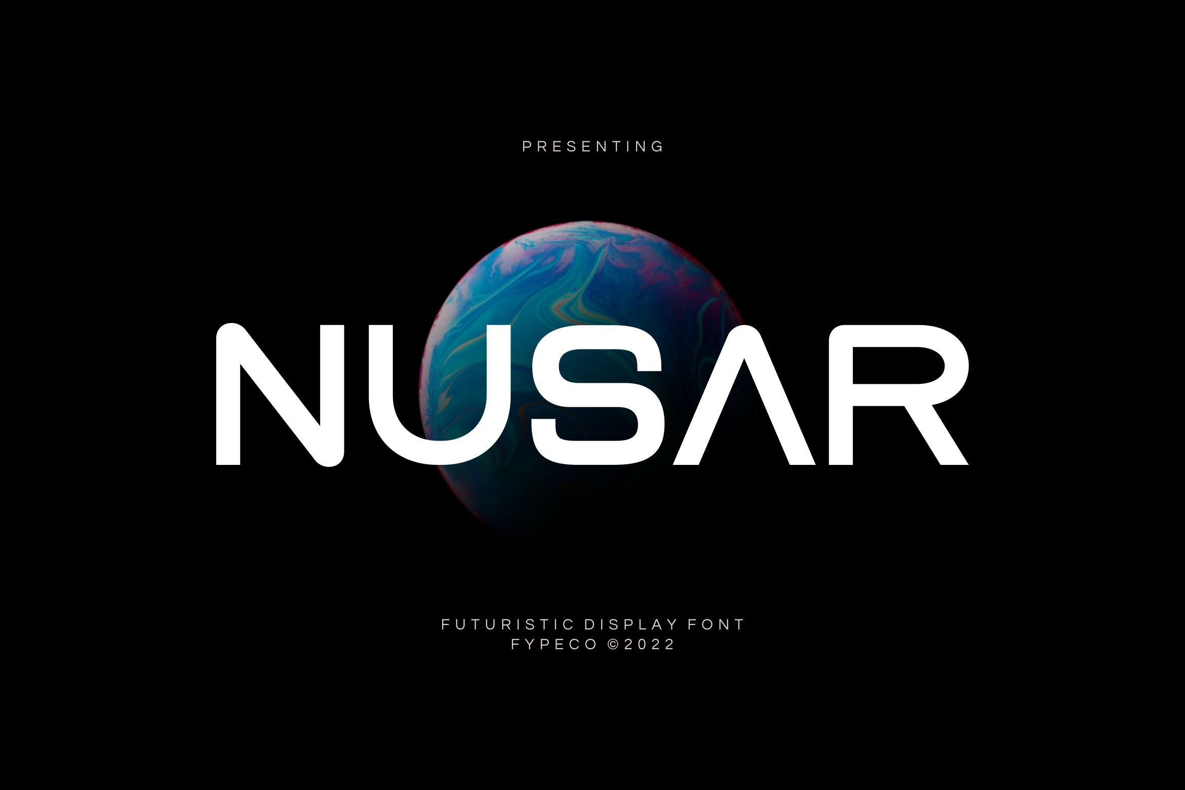 Nusar-Futuristic Display Font cover image.