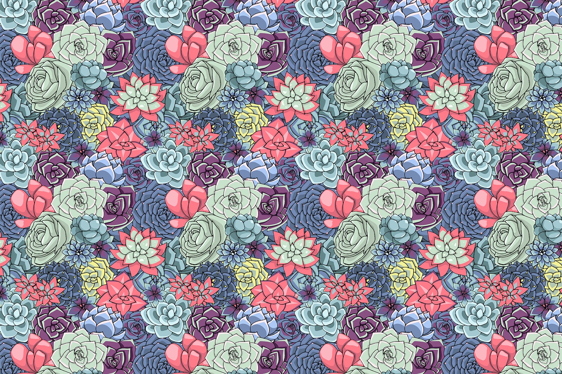 Colorful flower pattern on a purple background.
