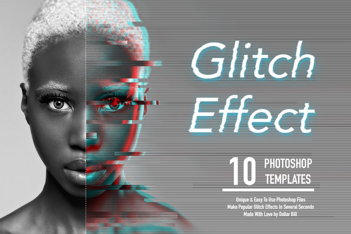 Glitch Effect Set for Photoshop.cover image.