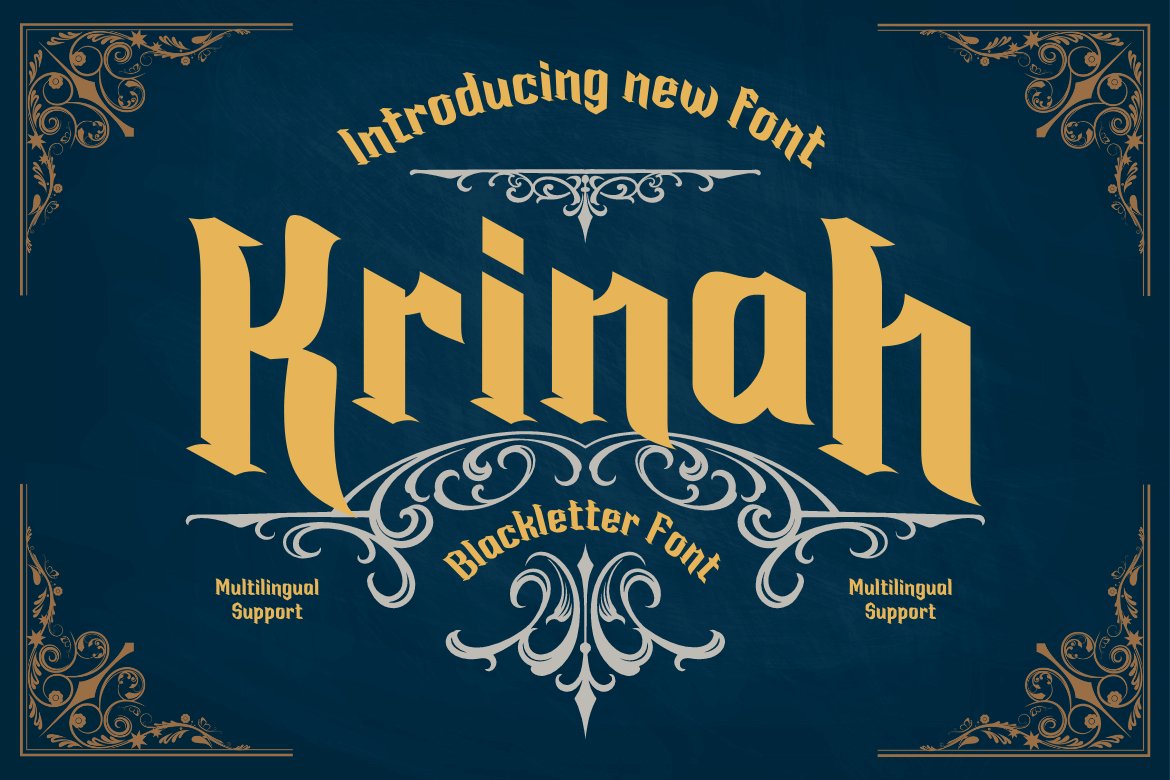 Krinah Blackletter font cover image.