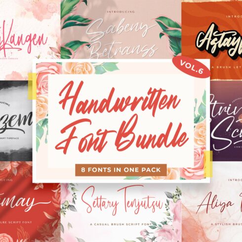 Handwritten Font Bundle Vol 6 cover image.