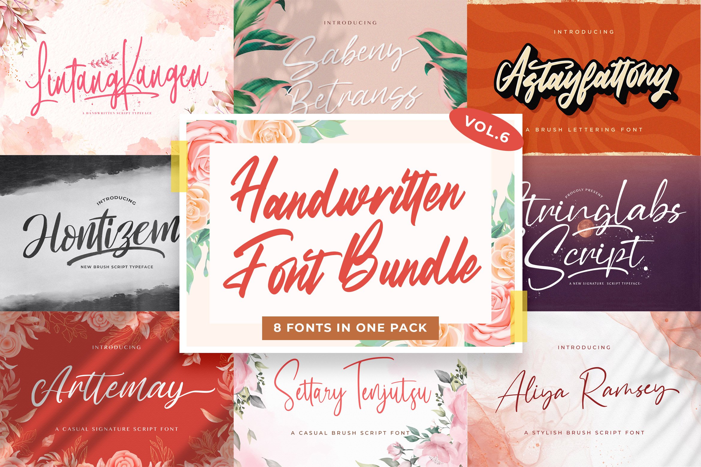 Handwritten Font Bundle Vol 6 cover image.