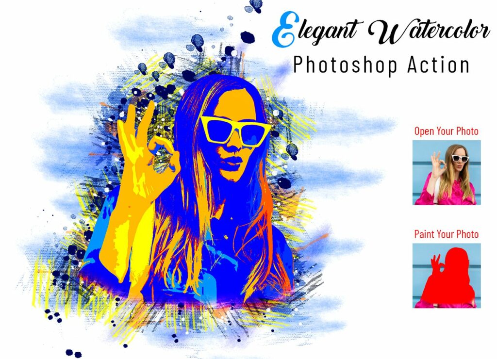 Elegant Watercolor Photoshop Action – MasterBundles