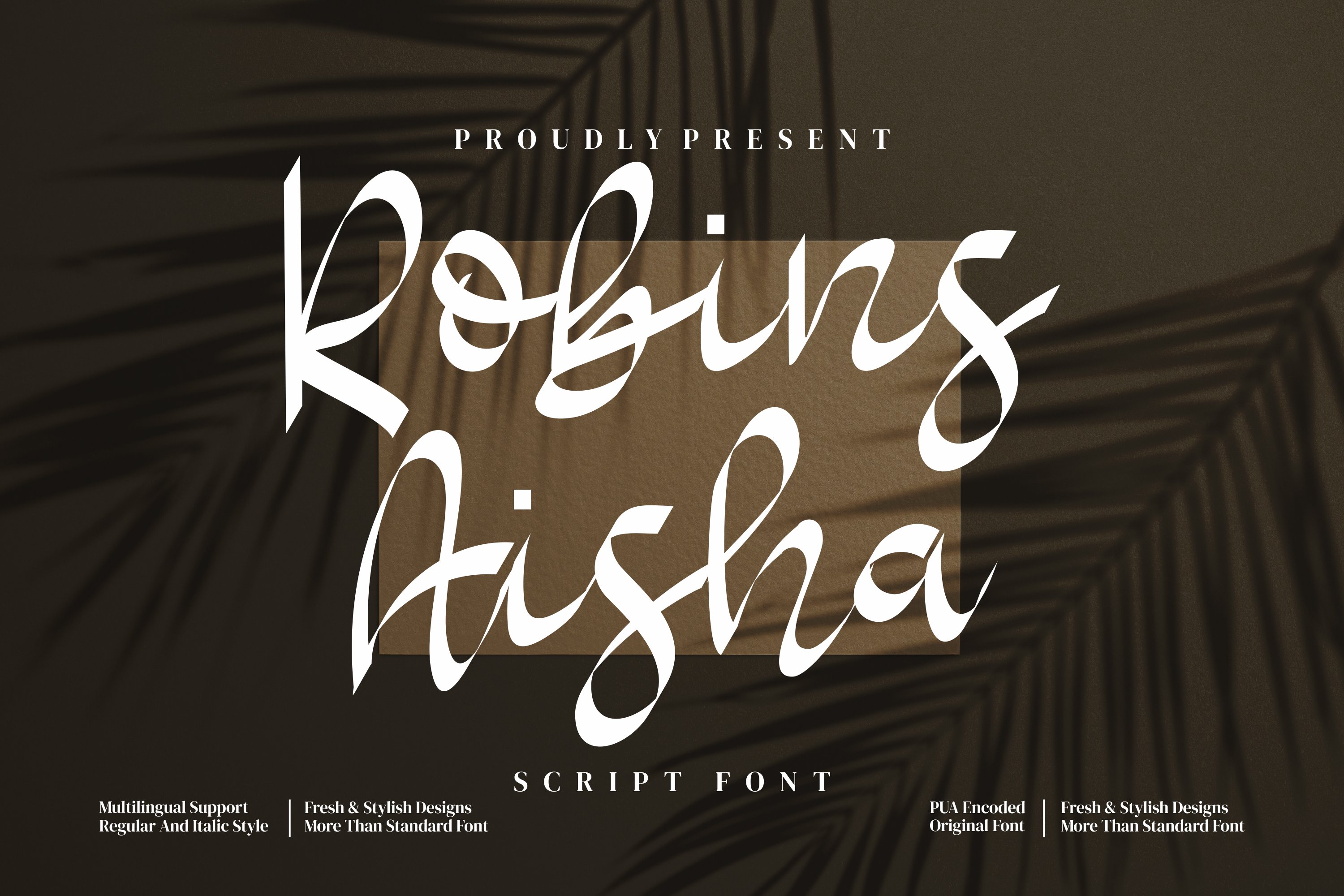 Robins Aisha - Script style font cover image.