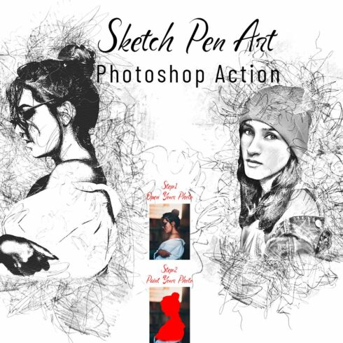 Sketch Pen Art Photoshop Actioncover image.