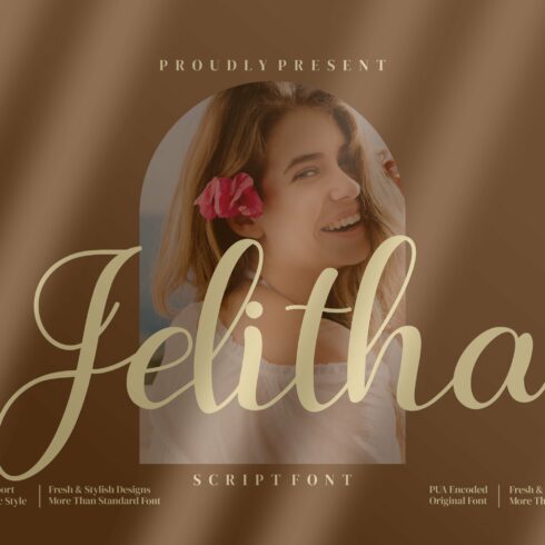 Jelitha - Script style font cover image.