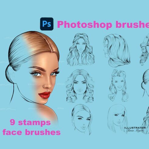 Photoshop face stamps brushescover image.