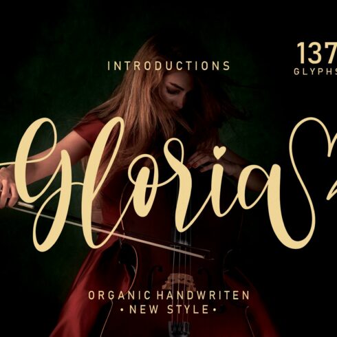 Gloria | handwritten font cover image.