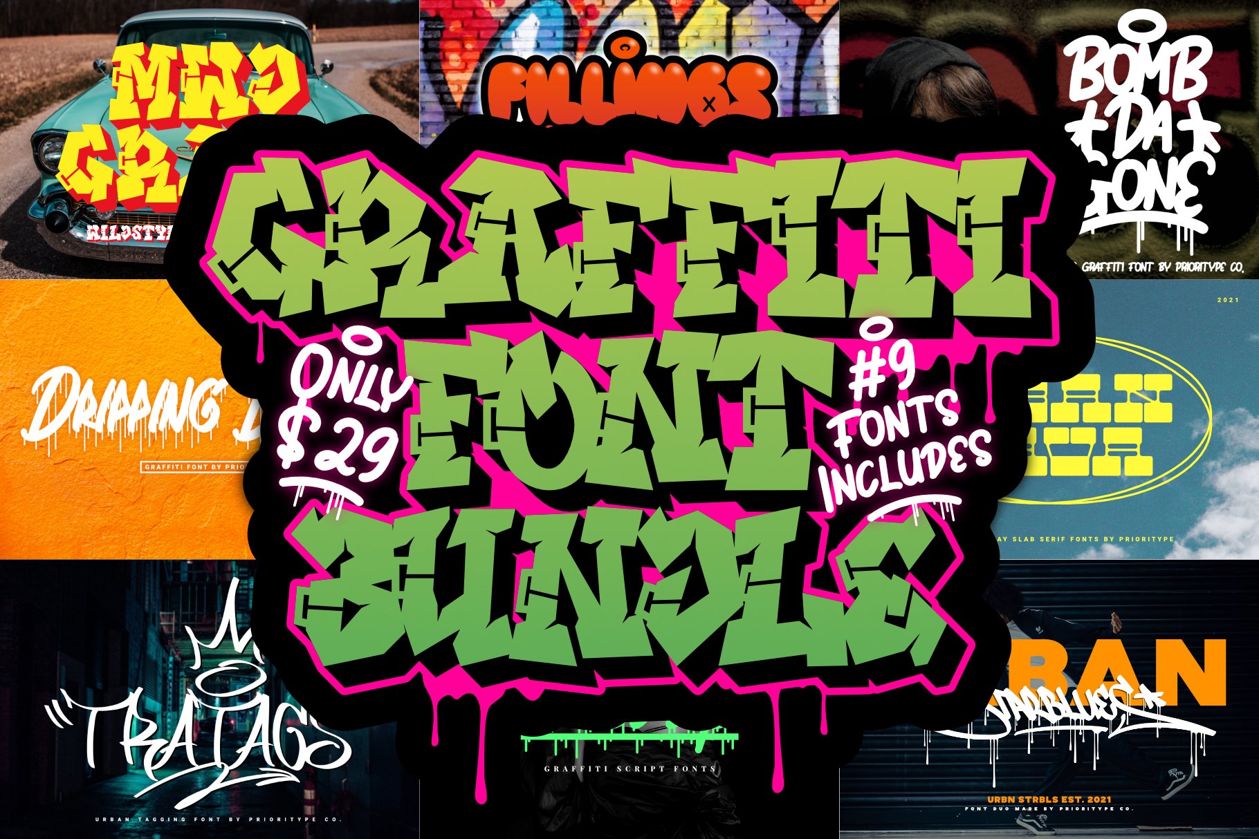 Graffiti Font Bundle - SALE! 90% OFF cover image.