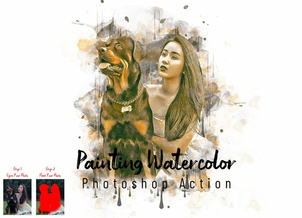 Painting Watercolor Photoshop Action – MasterBundles