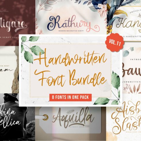 Handwritten Font Bundle Vol 11 cover image.