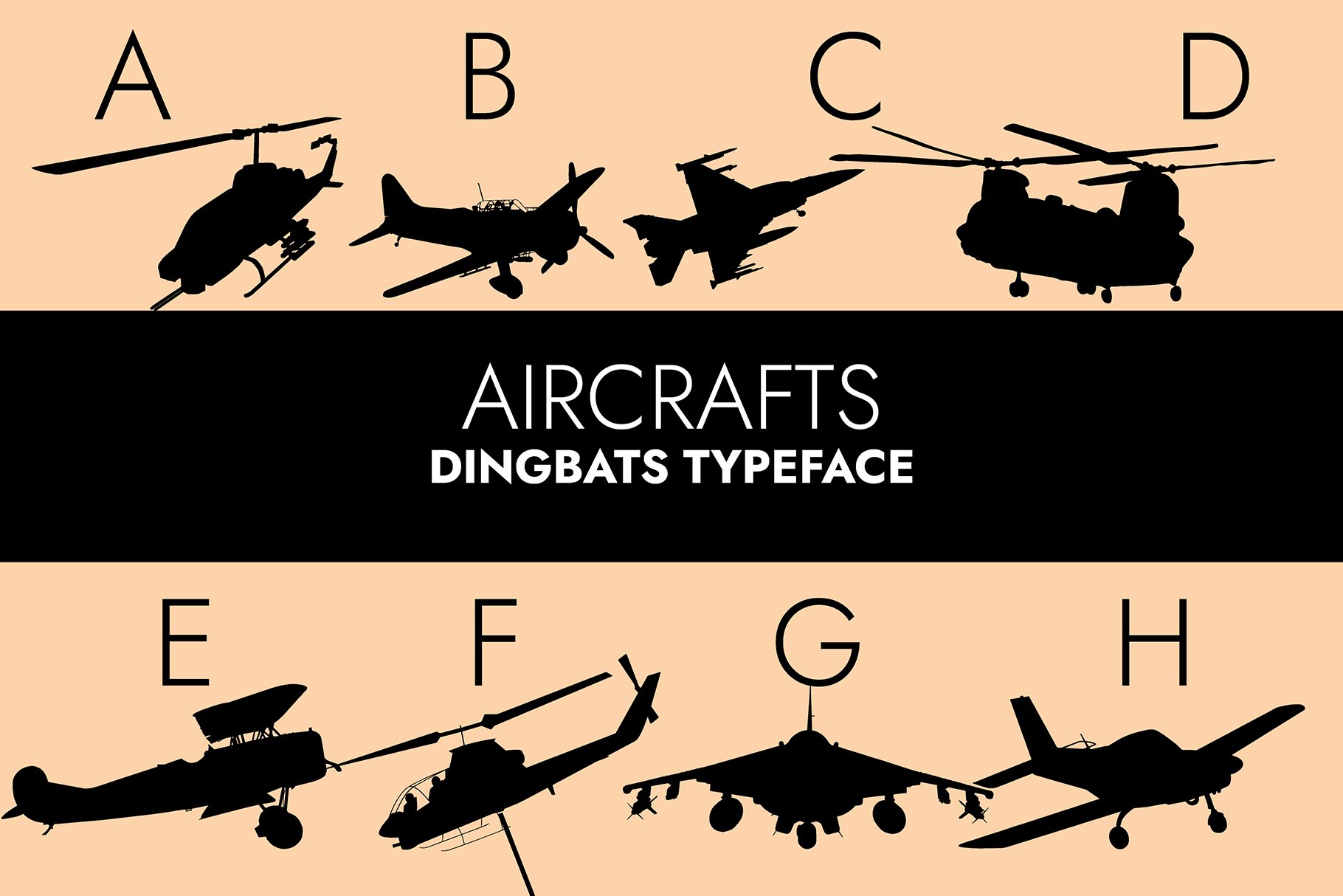 Aircrafts Silhouettes Dingbats Font cover image.