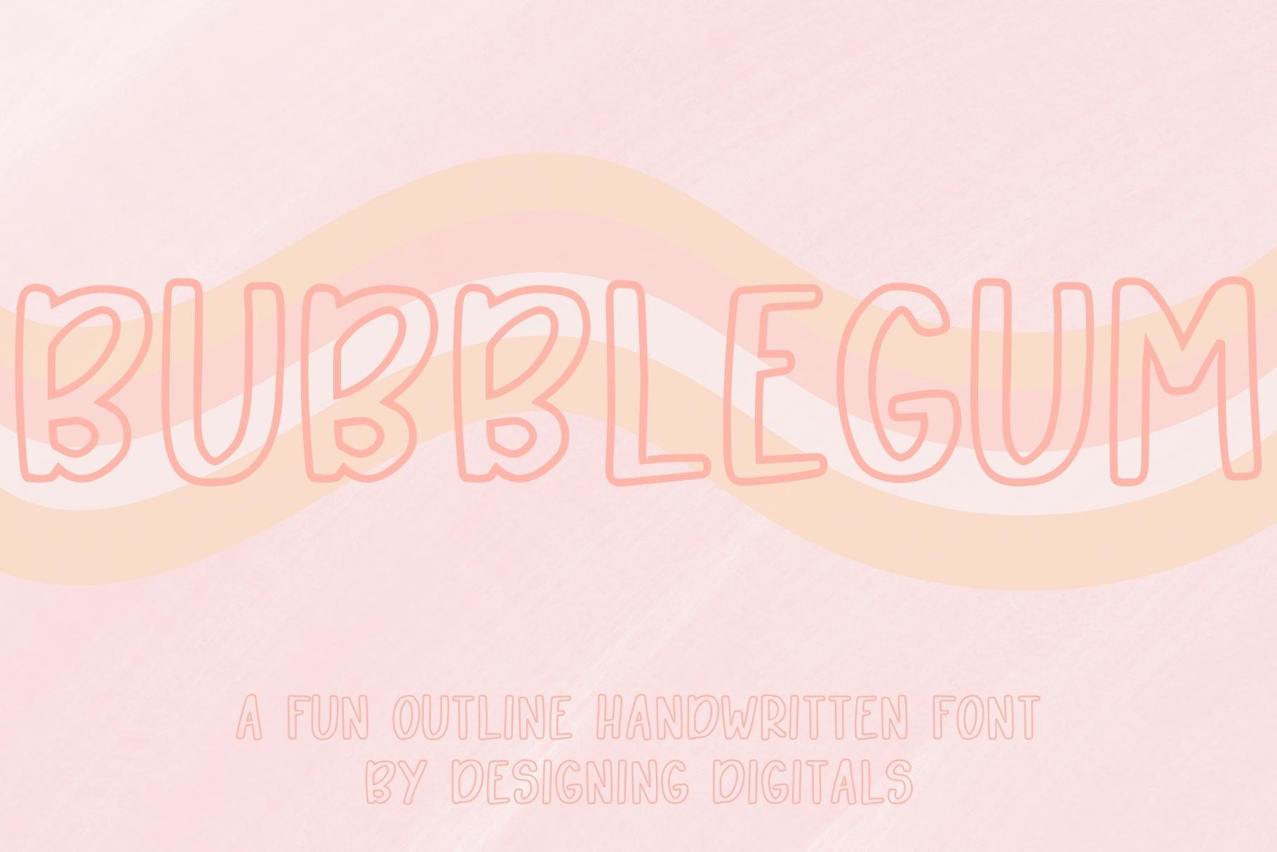 BubbleGum Handwritten Outline Font cover image.