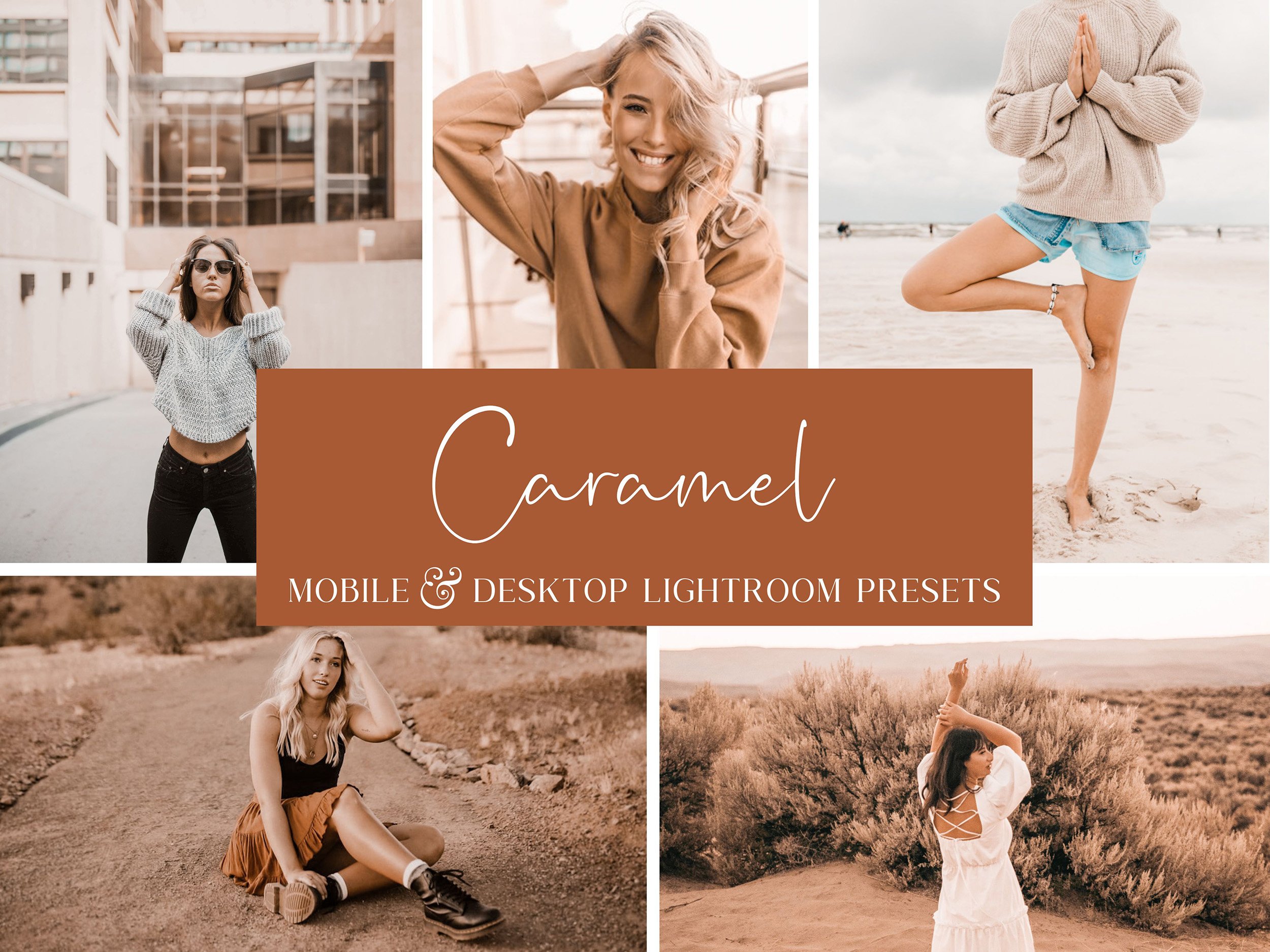 5 CARAMEL LIGHTROOM PRESETScover image.