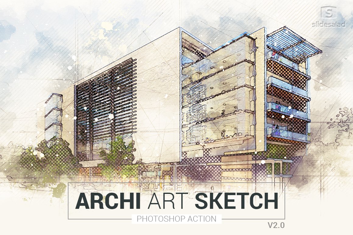 Archi Art Sketch Photoshop Action V2cover image.