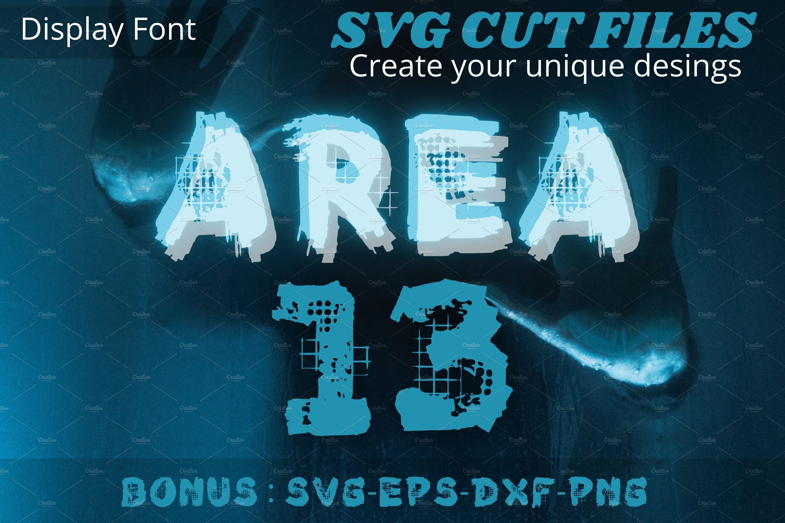 Area 13, Horror font, SVG cut files cover image.