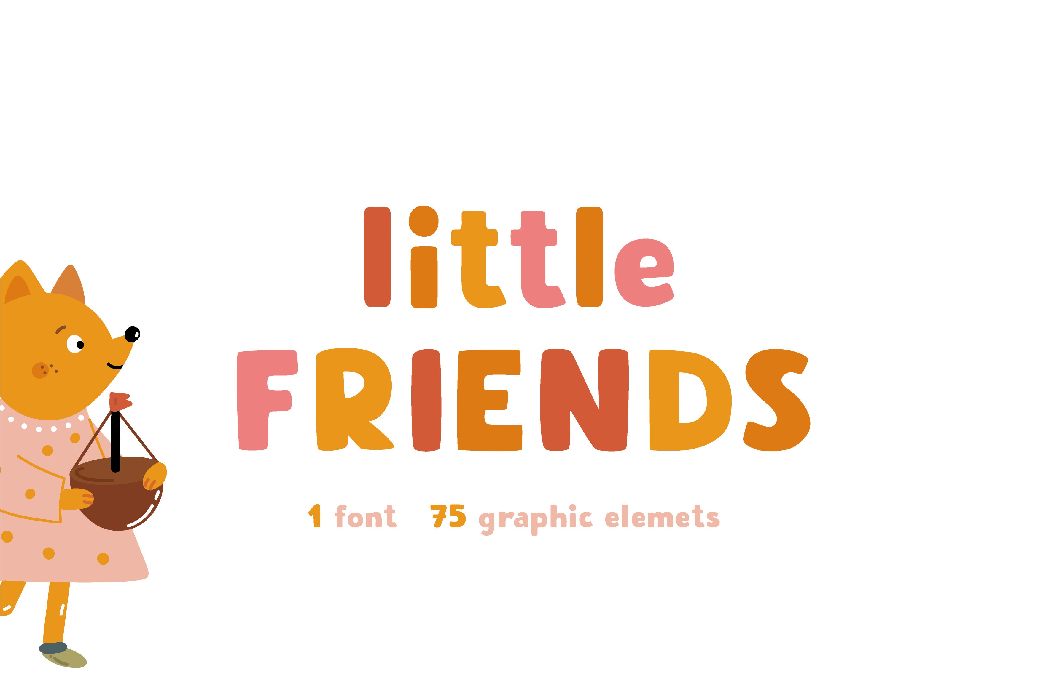 Little friends | Hand drawn font cover image.