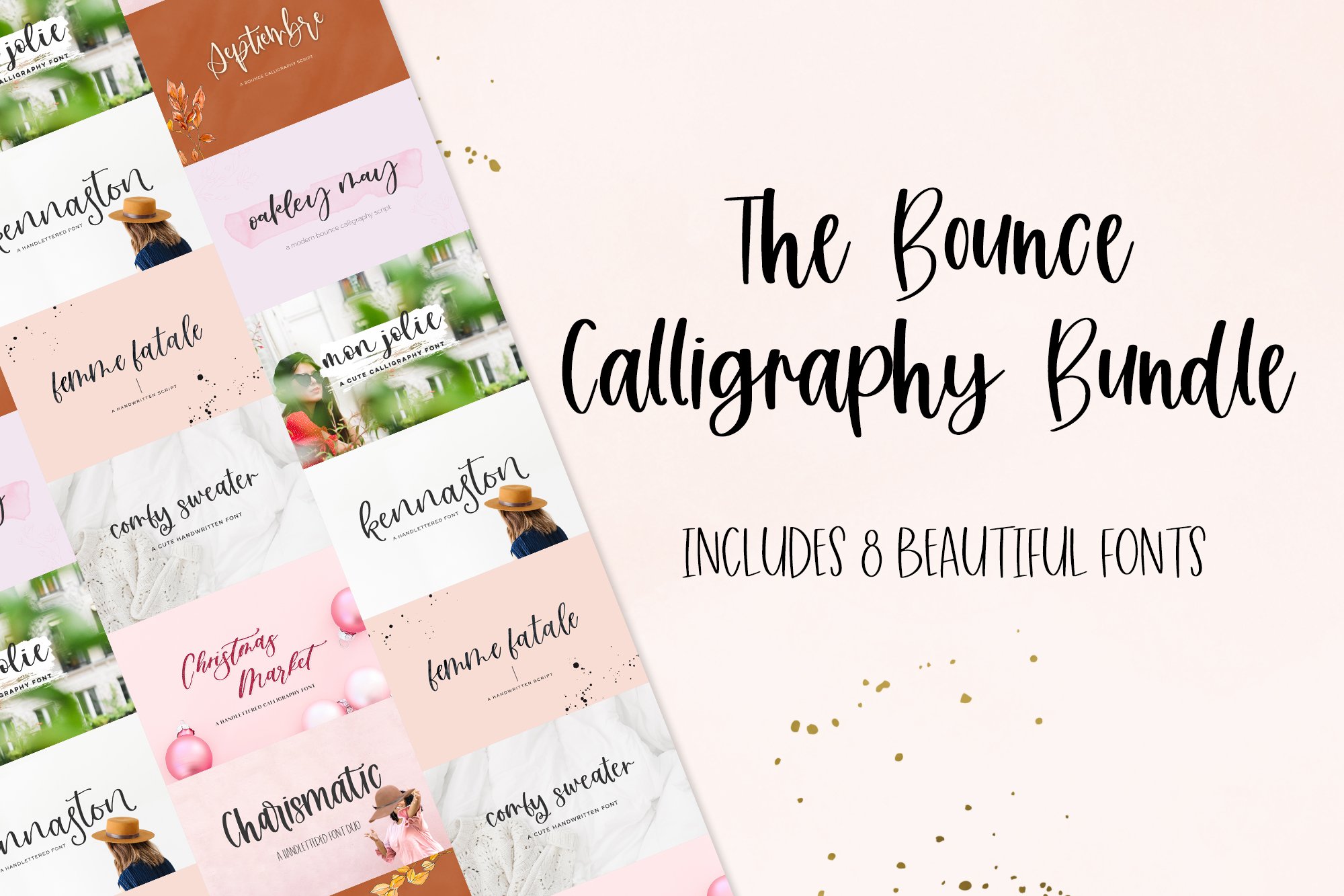 Bounce Calligraphy Font Bundle cover image.