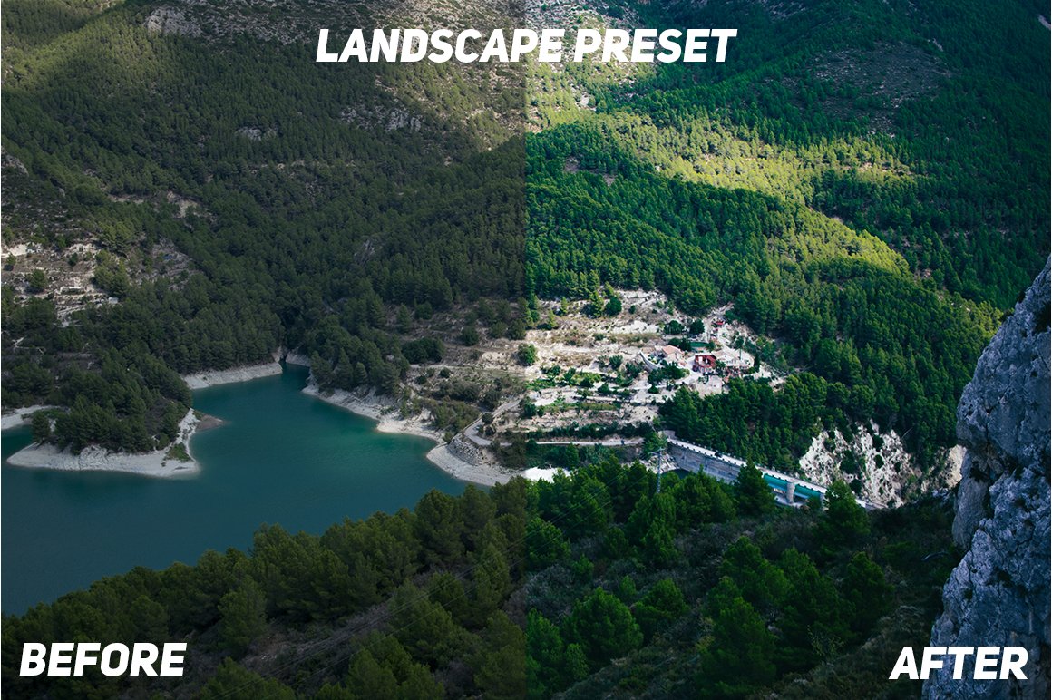 Landscape lightroom presets bundlepreview image.