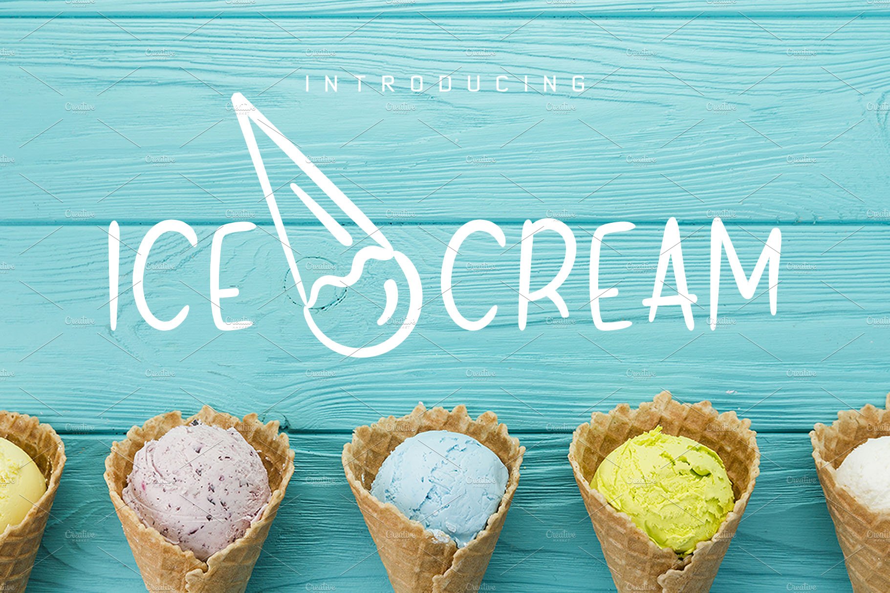 Ice Cream Font and Graphics Pack cover image.