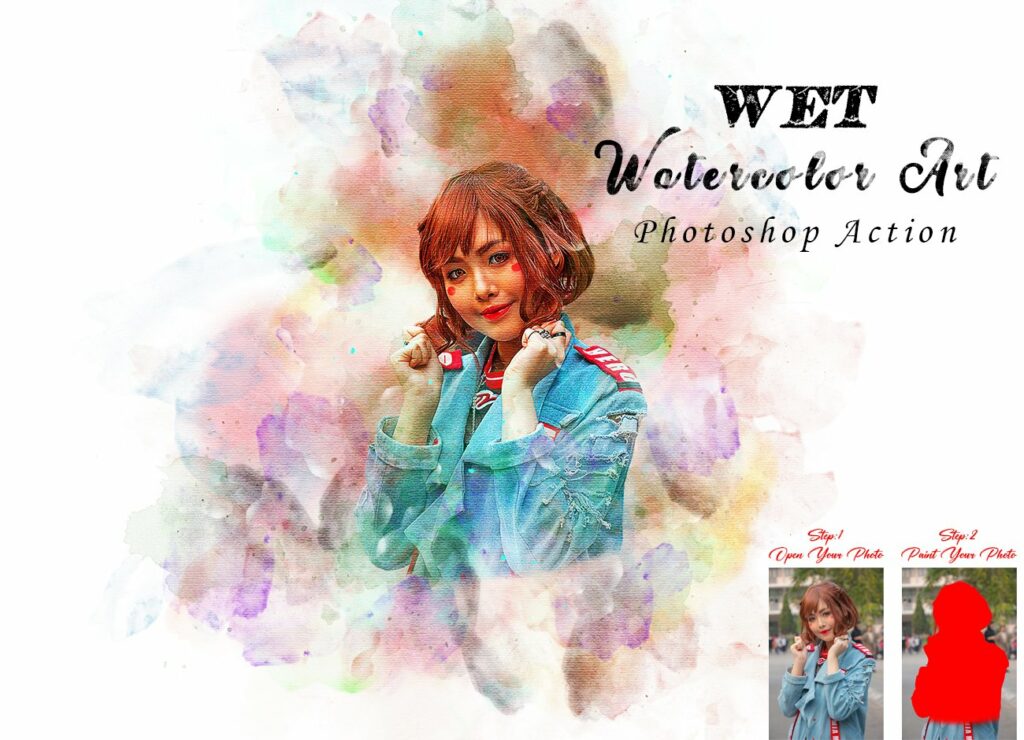 Wet watercolor Art Photoshop Action – MasterBundles