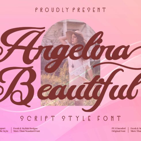 Angelina Beautiful Script style font cover image.
