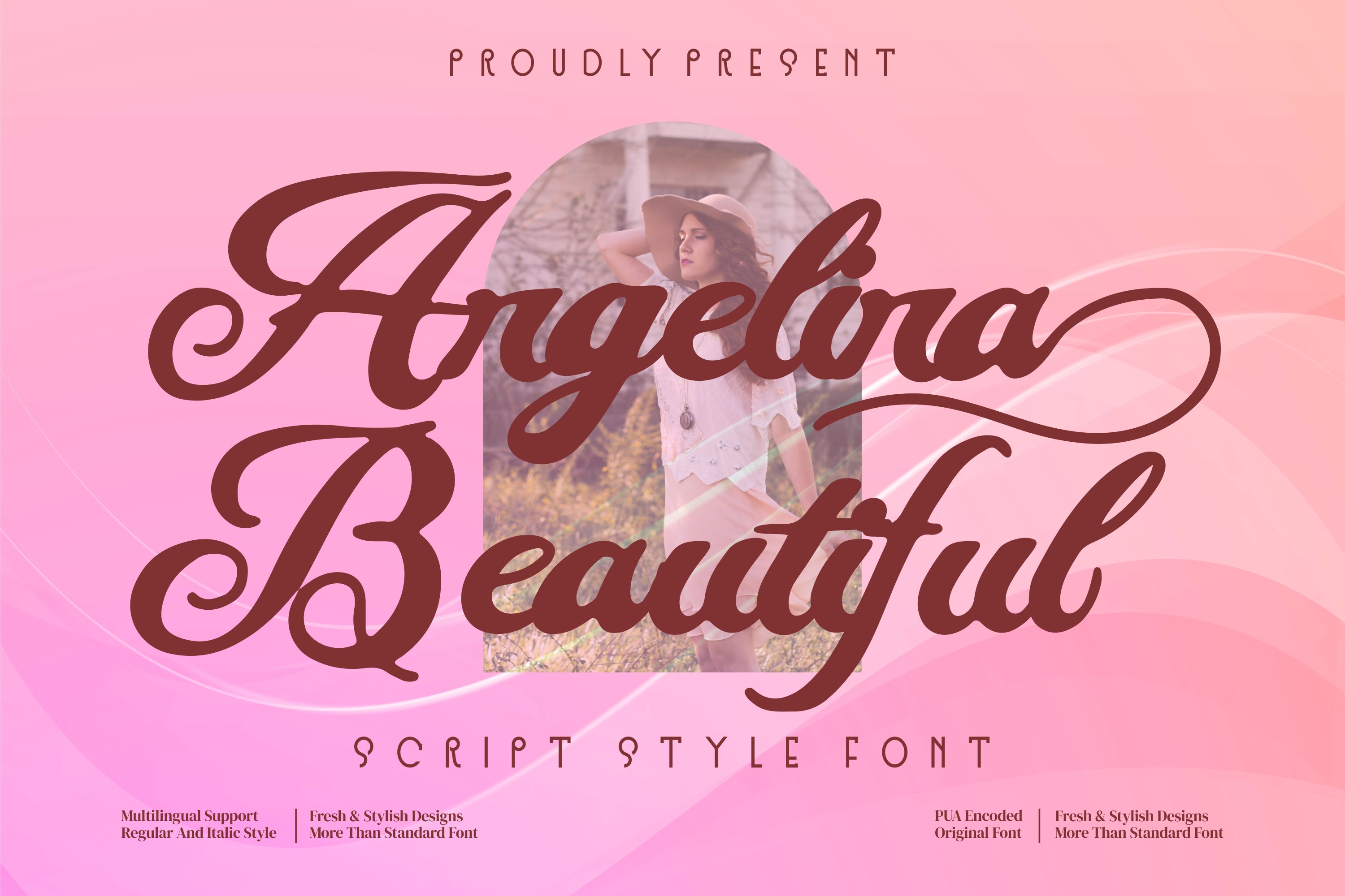 Angelina Beautiful Script style font cover image.