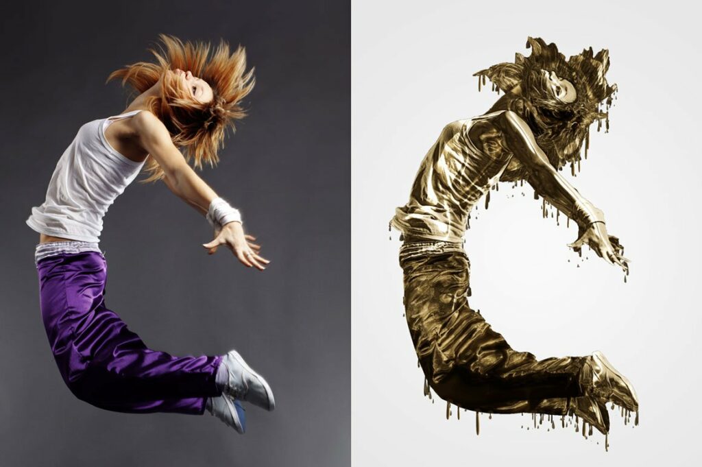 Droping Gold Photoshop Acion – MasterBundles