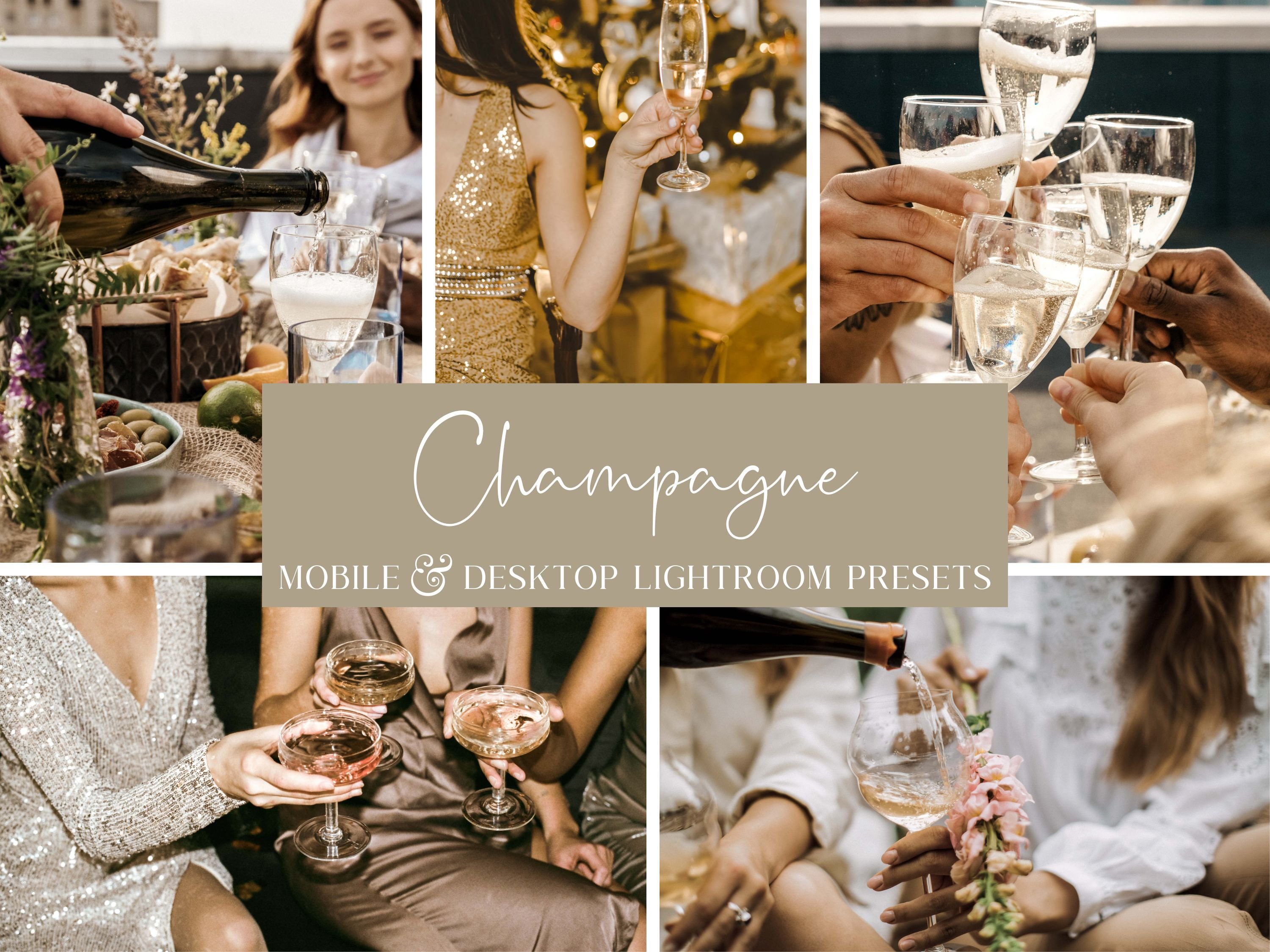 5 CHAMPAGNE LIGHTROOM PRESETScover image.