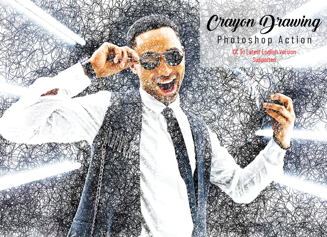 Crayon Drawing Photoshop Actioncover image.