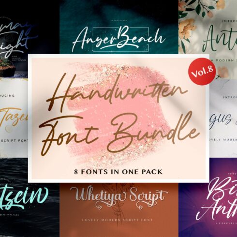 Handwritten Font Bundle Vol 8 cover image.