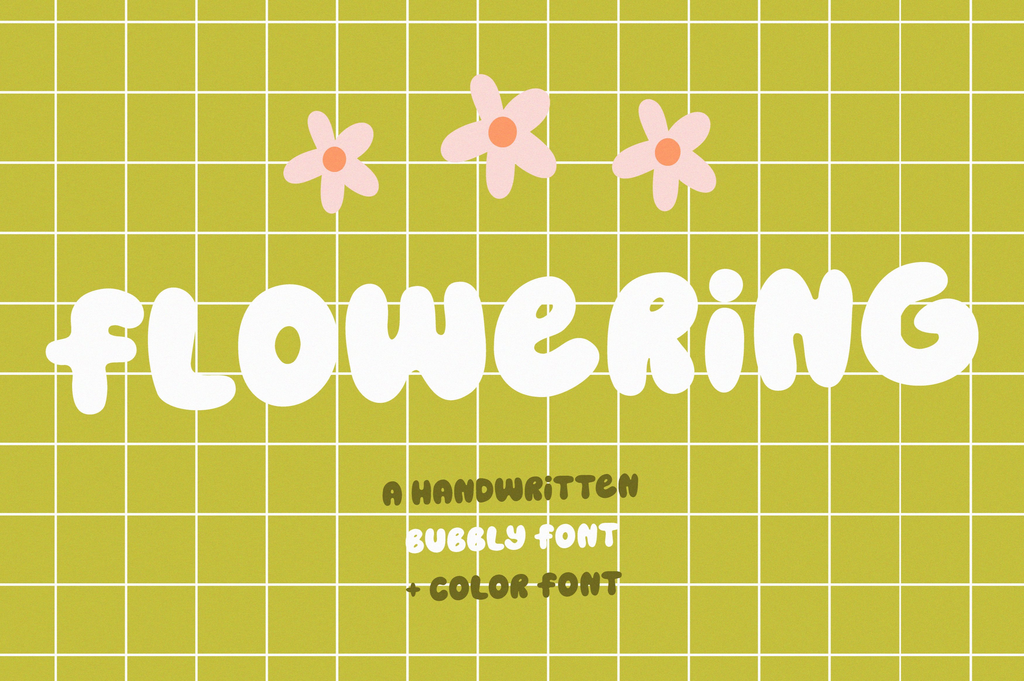 Flowering | Bubbly font cover image.