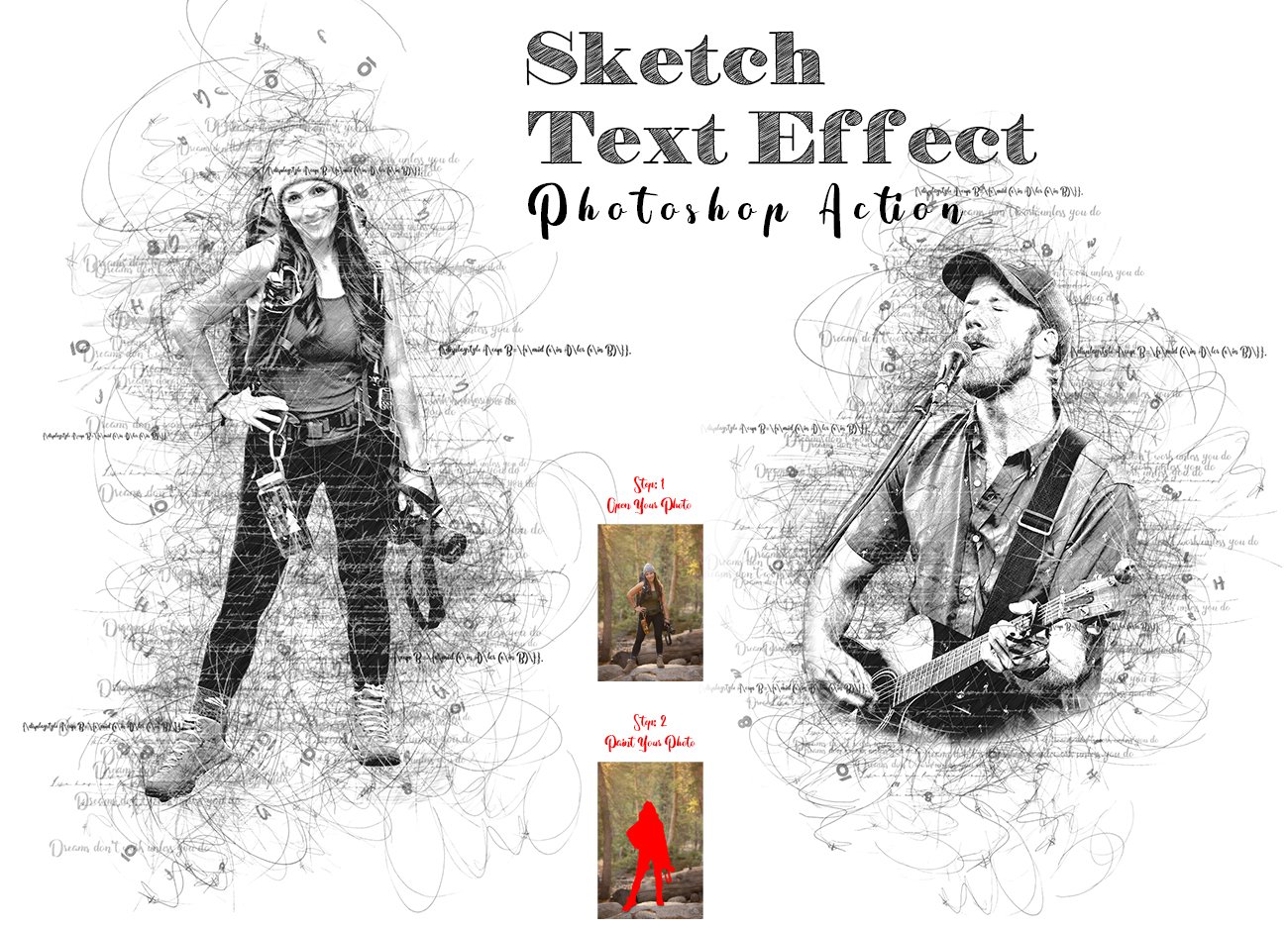 Sketch Text Effect Photoshop Actioncover image.