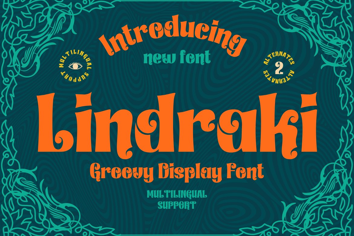 Lindraki | Groovy Retro Font cover image.