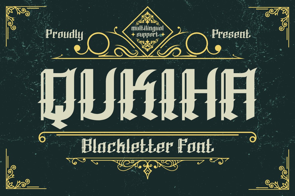 QUKIHA Blackletter font cover image.