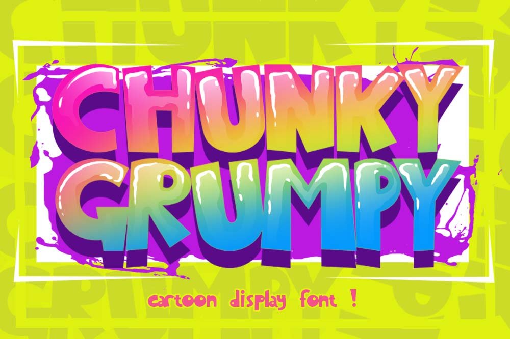CHUNKY GRUMPY cartoon display font cover image.