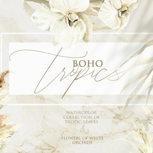 Boho & tropics. Watercolor set cover image.