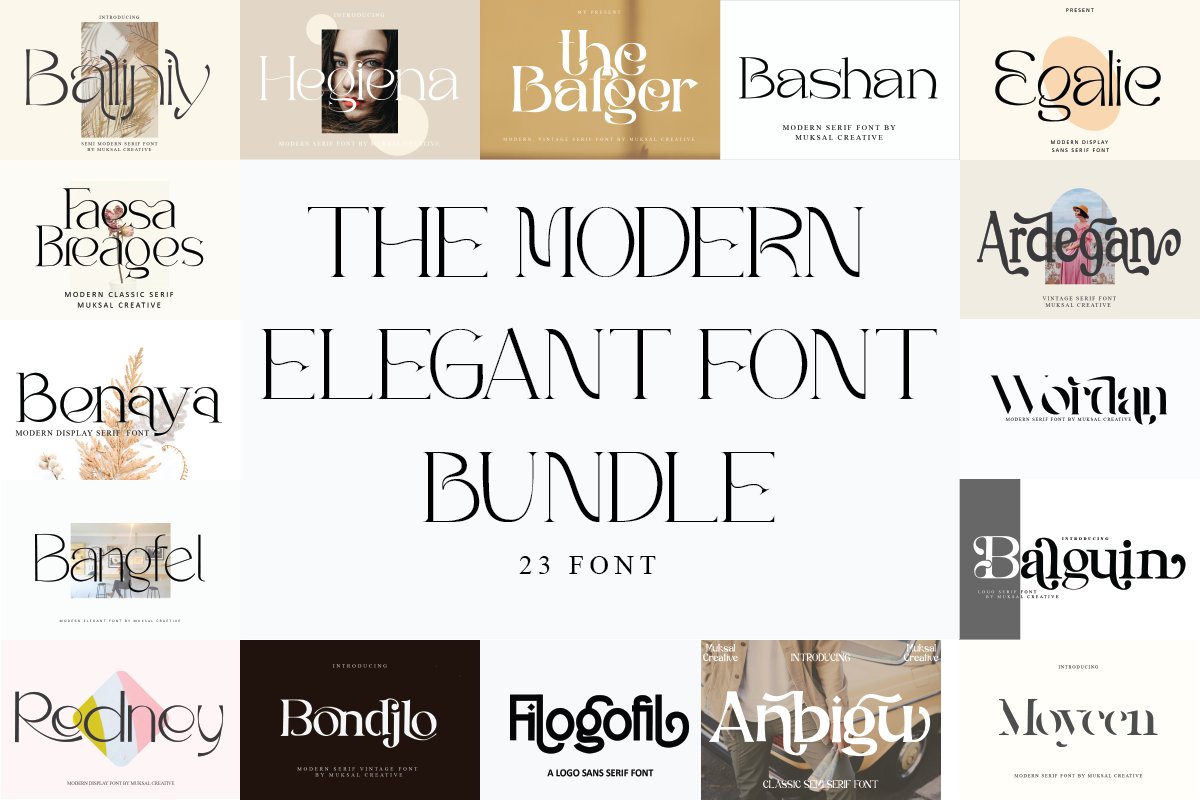 The Modern Elegant Font Bundle cover image.