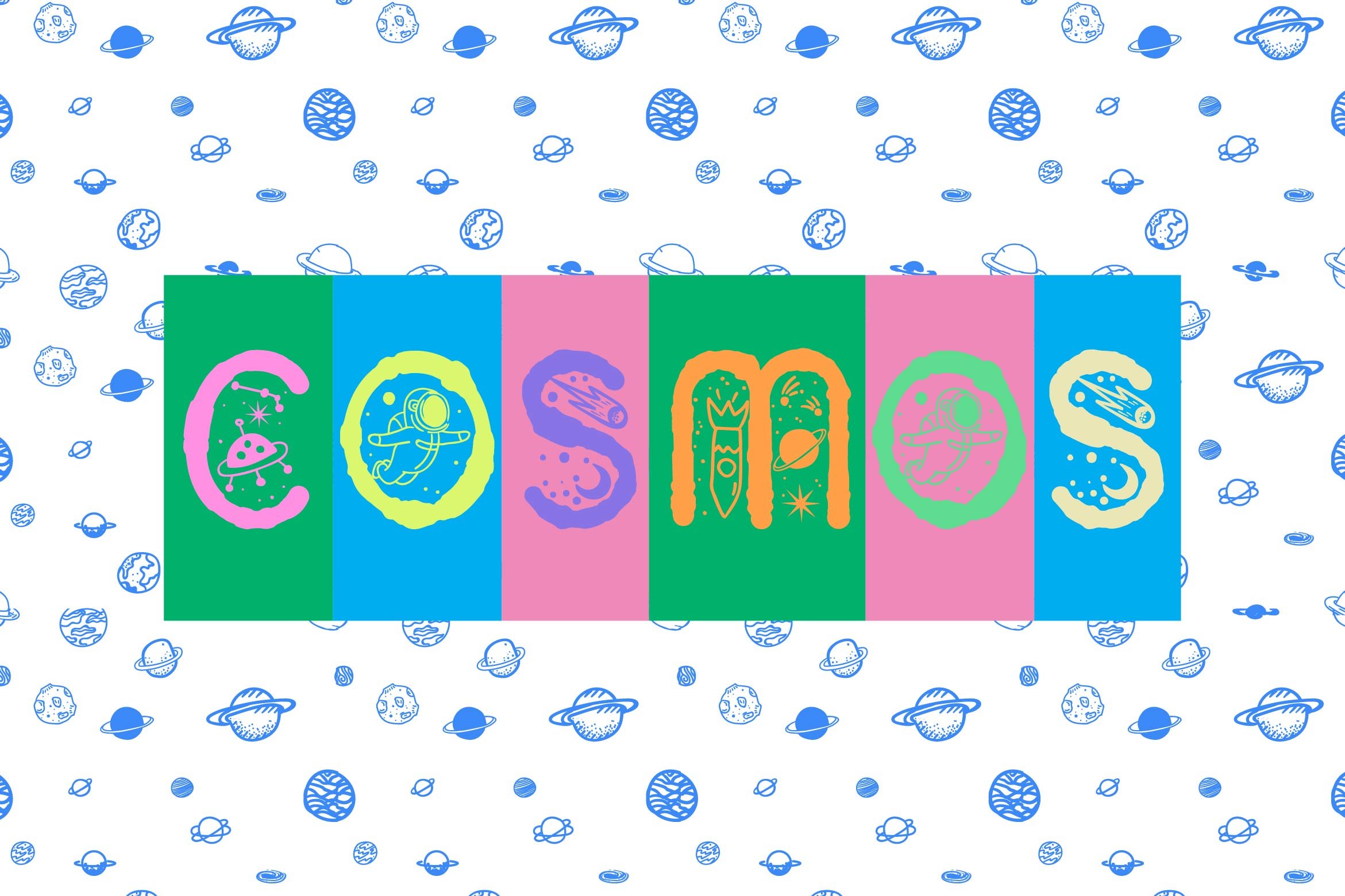 Cosmos font and seamless pattern preview image.