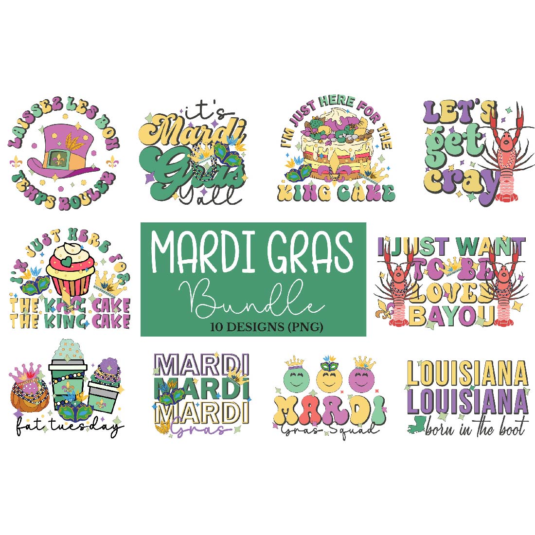 Mardi Gras PNG Sublimation Bundle cover image.