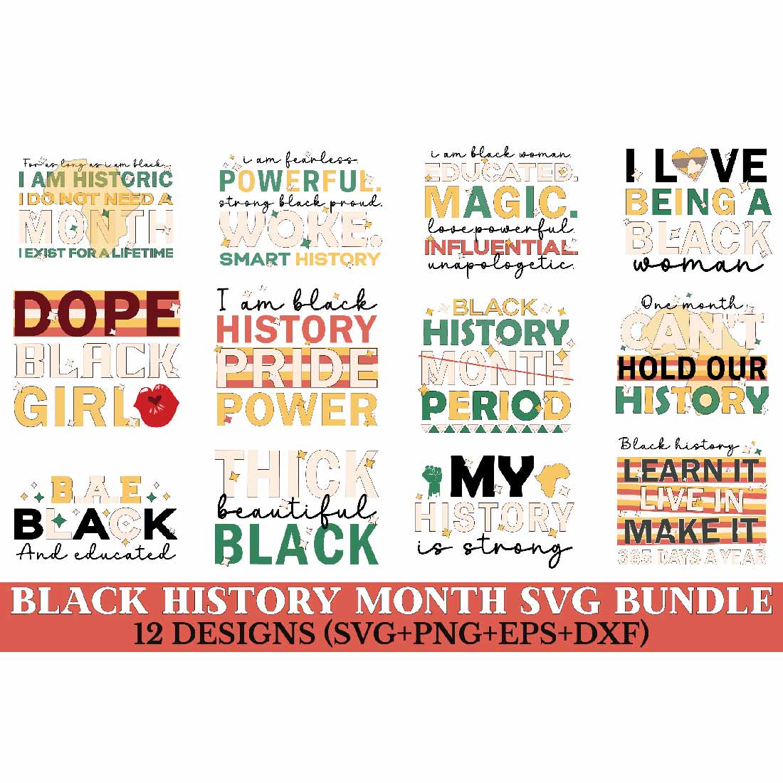 Black Month History Svg Bundle cover image.