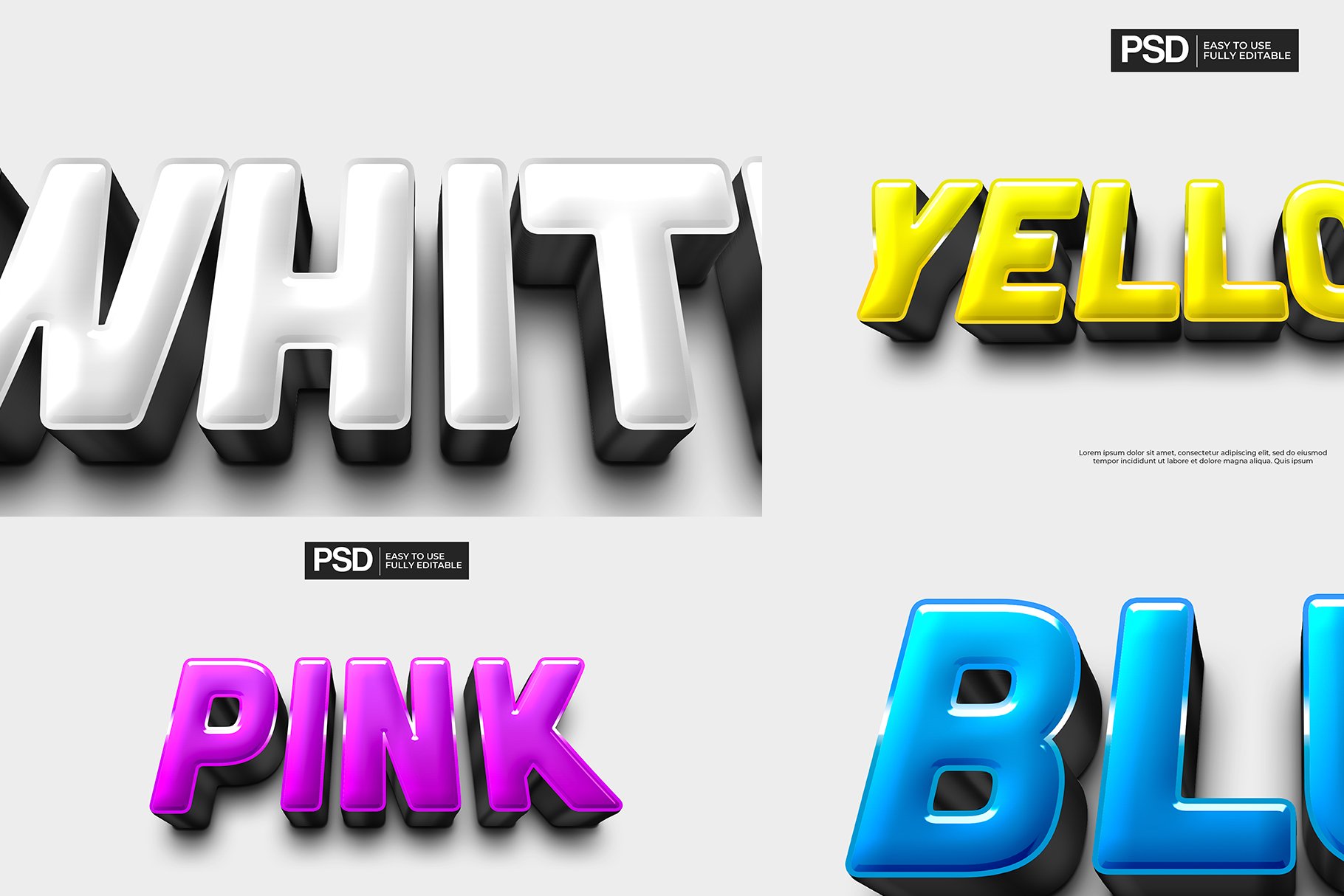 3D Colors Photoshop Text Effectpreview image.