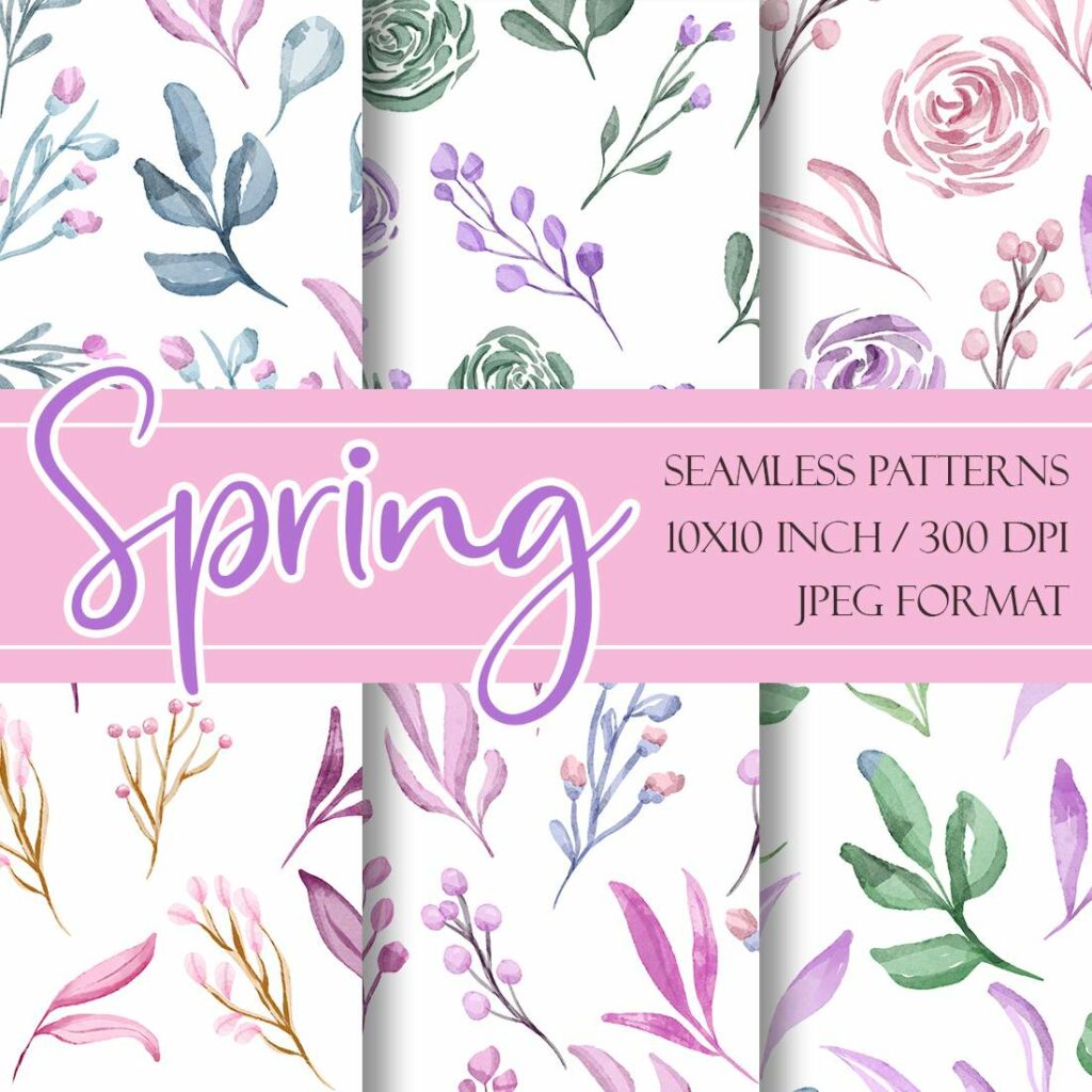 SPRING Watercolor Floral Digital Papers - MasterBundles