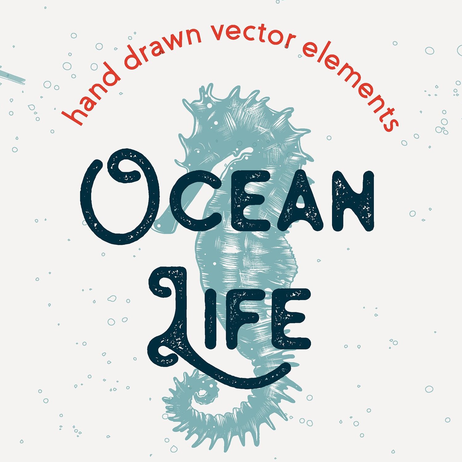 Ocean life poster with a sea horse.