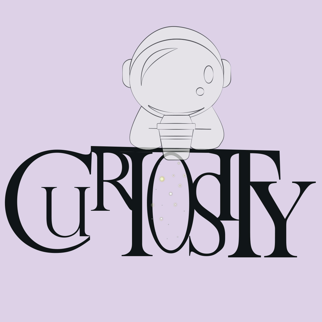 Space coffee curiosity vector logo gray preview image.