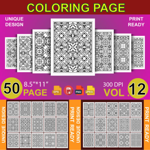 50 Adult Coloring Book Page KDP Design cover image.